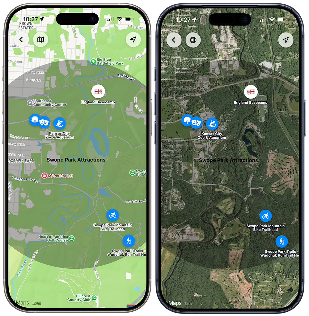 Interactive overhead map screen